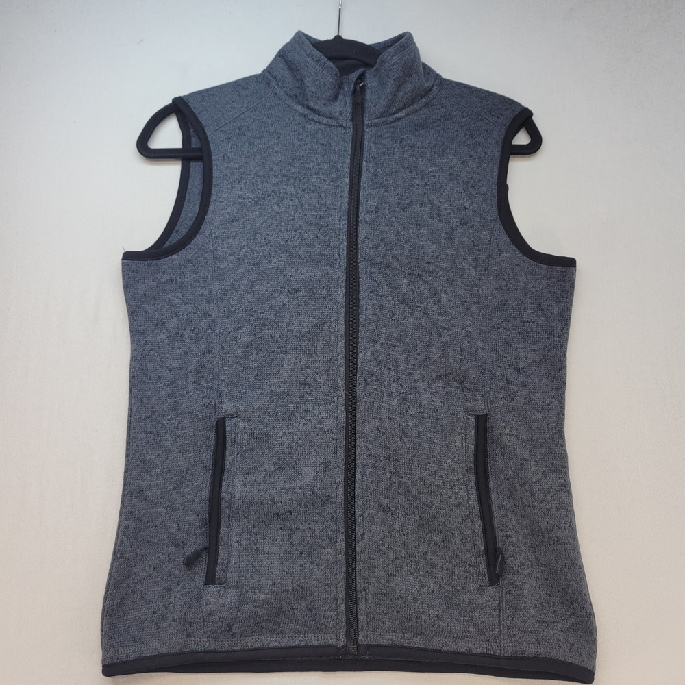 Charles River Apparel Fleece Vest Womens Size S Grey Sweater Knit Full Zip 10289